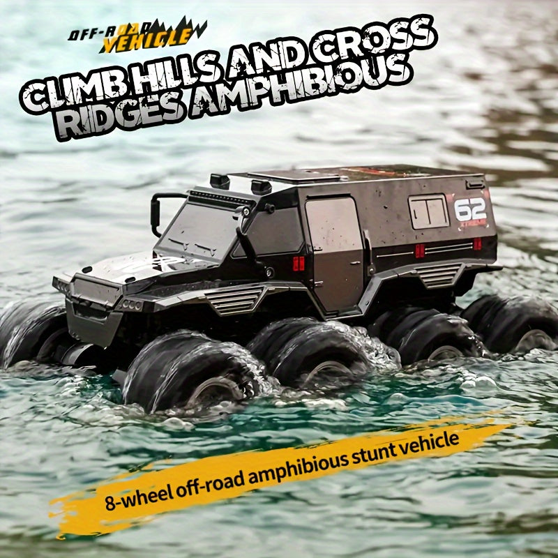 Four motor, eight wheel drive, eight wheeled off-road armored climbing remote control vehicle, amphibious, oversized body, strong power, Christmas, Halloween, Thanksgiving