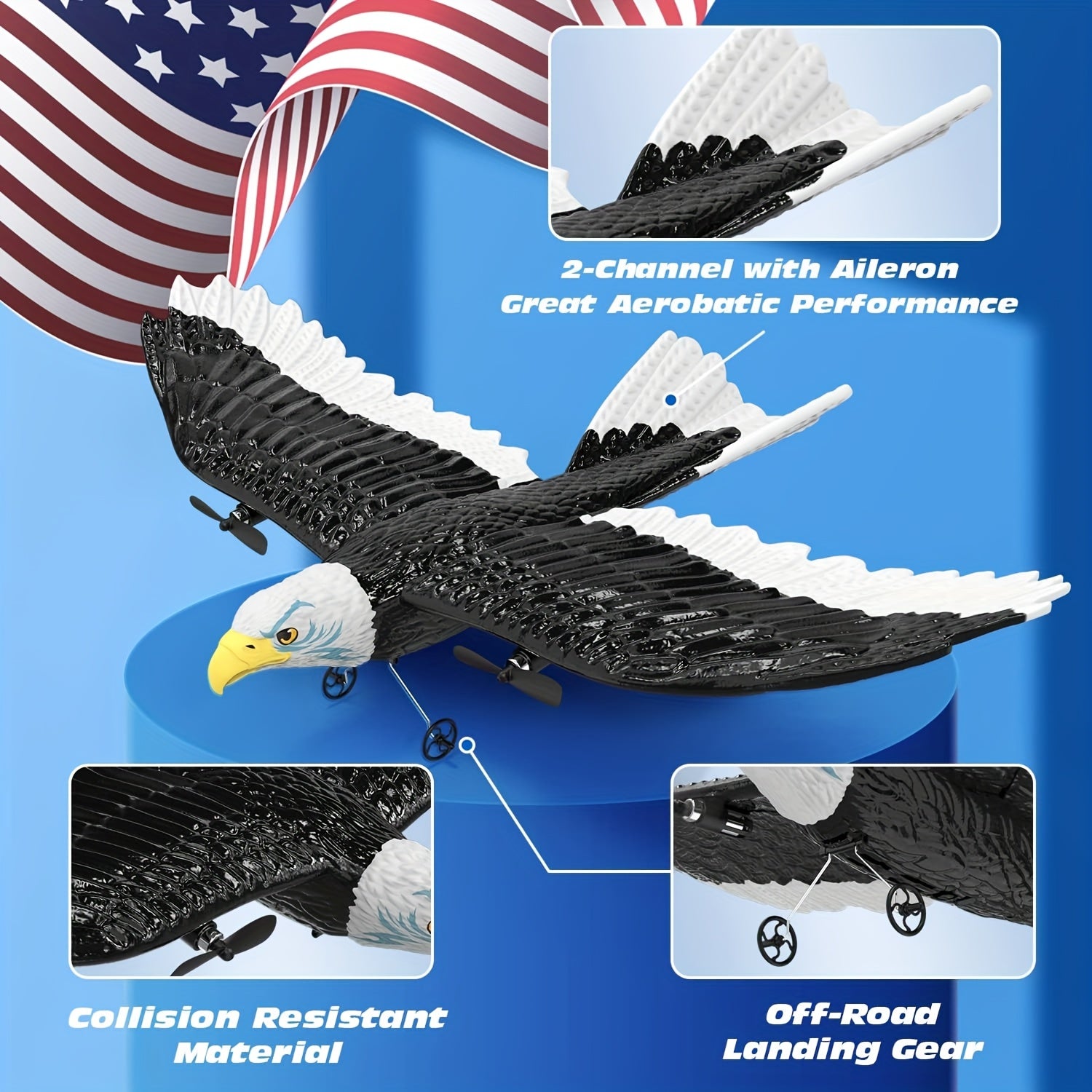 DEERC Handcrafted Model Plane, Collectible Eagle Aircraft Model, Exquisite Display Piece with Detachable Parts & Detailed Design, Easy to Fly for Beginners Adults Youngsters Boys