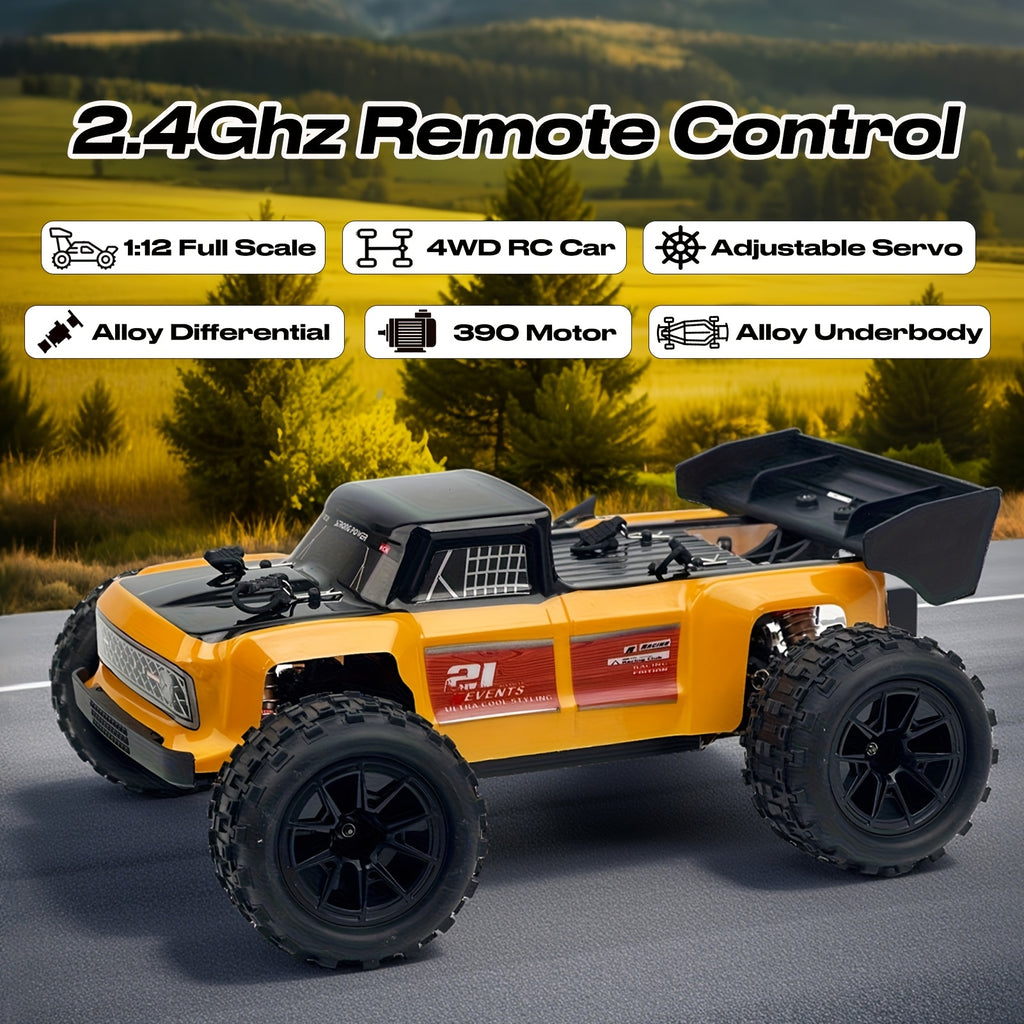 1:12 Electric 4WD All Terrain Off Road Hobby RC Car, 40KM\u002FH High Speed Climbing Truck, Aluminium Alloy Chassis, 2.4Ghz Remote Control, Supports Cars Racing Together, Birthday Christmas New Year Gift