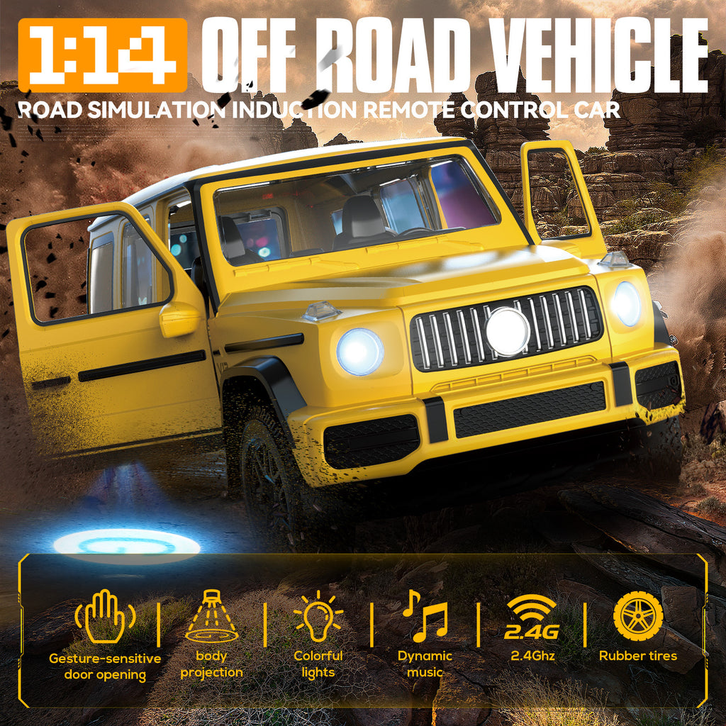 Big Remote-controlled Car Off-road Vehicle Gesture Sensing RC Cars electric Door Opening with LED lights Children's Toy RC Car Oversized 6-12 Year Old Boy Birthday Gift