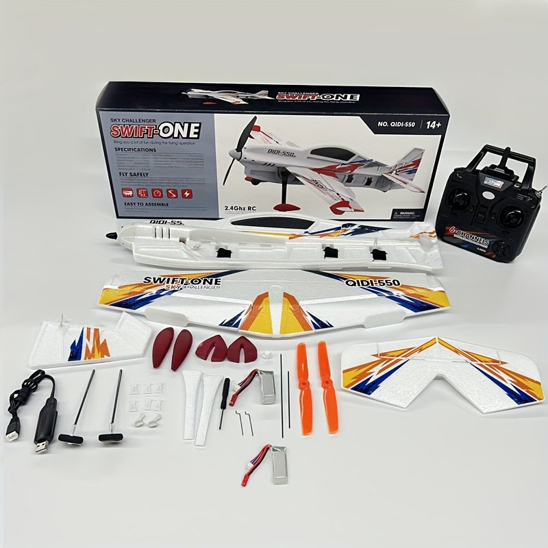 6CH RC Planes Brushless Motor Remote Control Aircraft One-Key Hanging Stunt Airplane RC Glider Toys For Beginner And Experienced With Two Batteries
