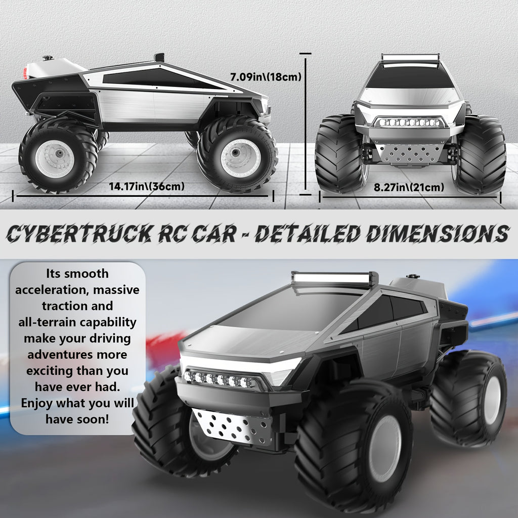 All Terrain RC Car And Truck Toy, 2, 4GHz 4WD Remote Control Off-Road Buggy With LED Lights, Music And Great Grip Big Wheels For Kids 6+ Years, Best Gift For Birthday, Christmas And Halloween