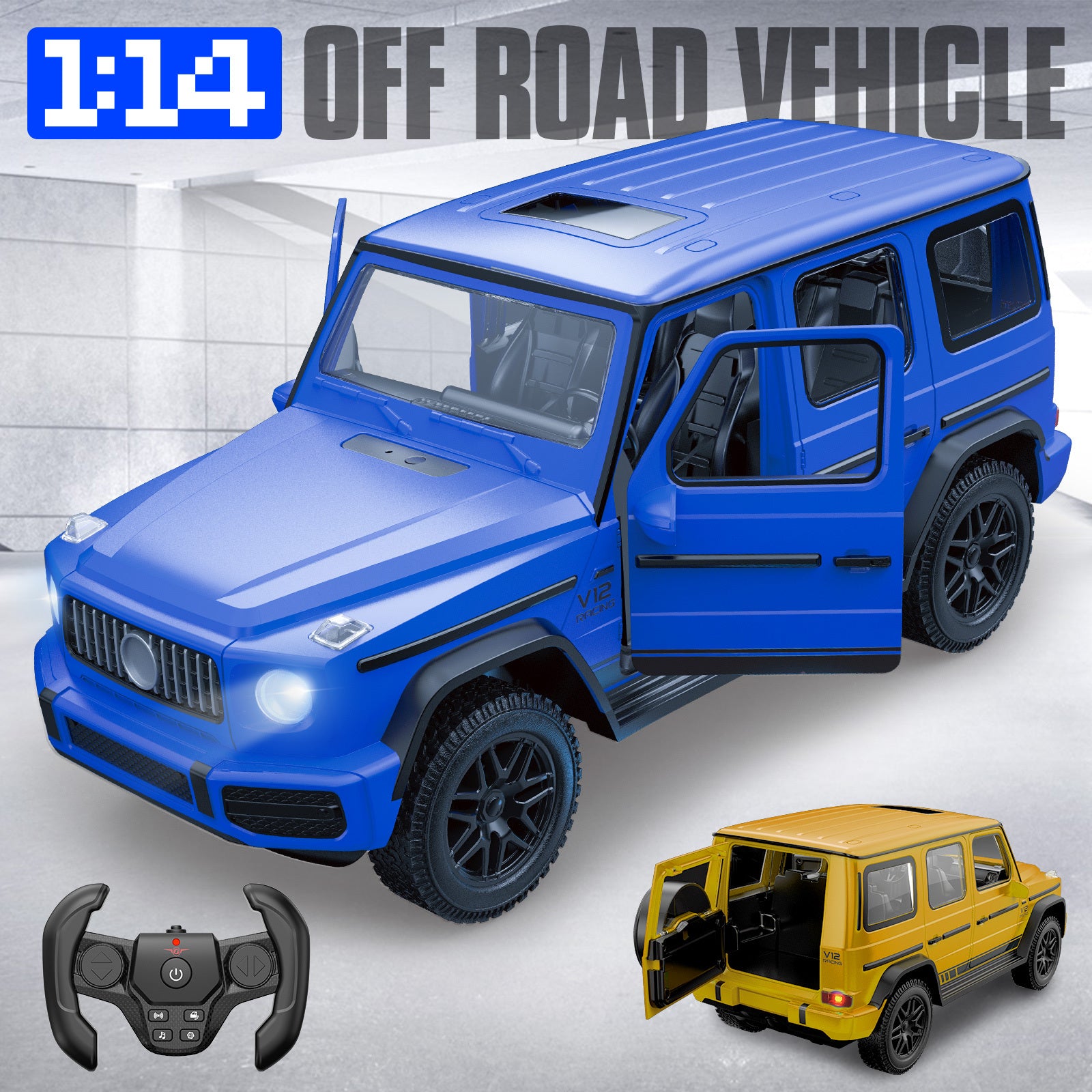 Big Remote-controlled Car Off-road Vehicle Gesture Sensing RC Cars electric Door Opening with LED lights Children's Toy RC Car Oversized 6-12 Year Old Boy Birthday Gift