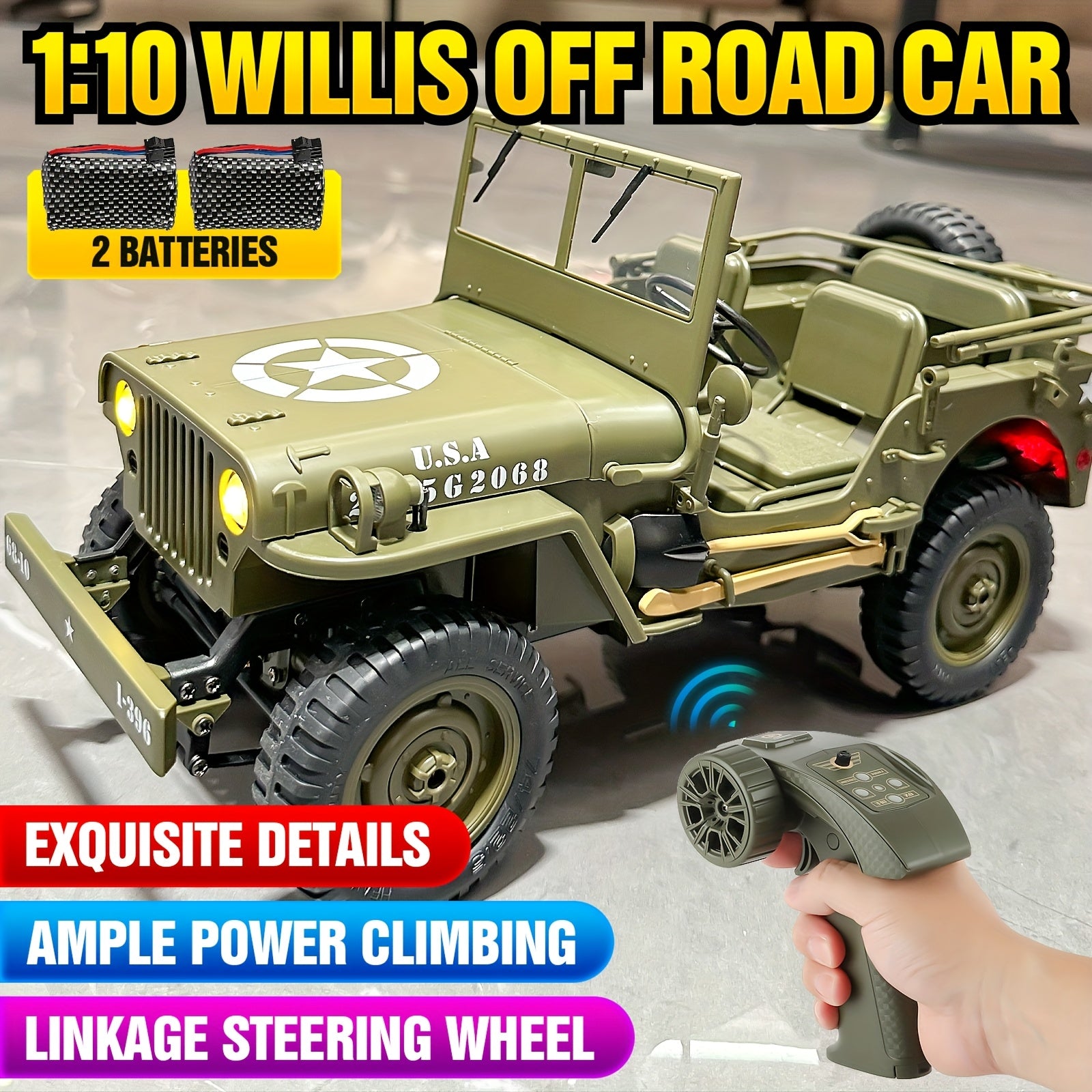 1\u002F10 Scale RC Crawler Truck, Metal Axle, 4x4 Off Road Truck, Kids Toy Car Boy Birthday Gift