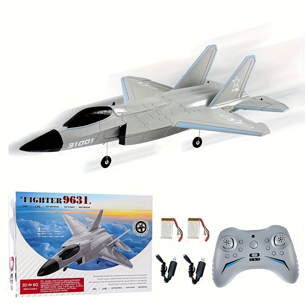 JIKEFUN FX9631 RC Plane 2.4G 4 Channels Airplane J-35 3D 6G Brushless EPP Remote Control Stunt Aircraft Toys for Adult Gift with 2 Batteries