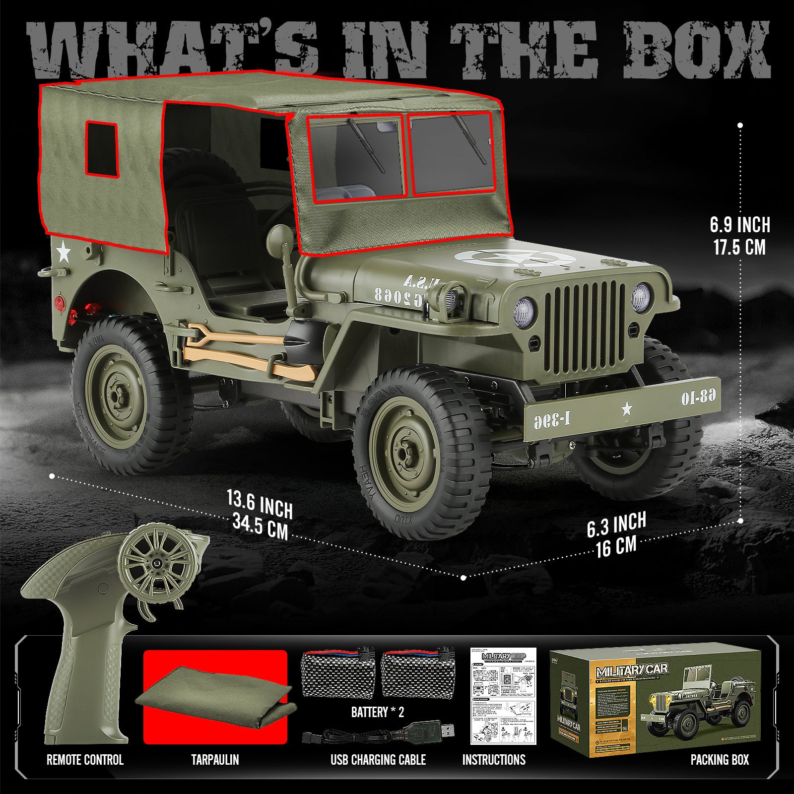 Proportional Remote Control Car Collection Level RC Vehicle 4x4 Off Road Truck With 2 Rechargeable Batteries 4WD For All Terrain Big Car Gifts For Boys And Youth