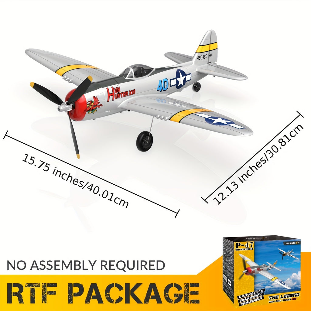 Volantex RC Airplane P40 Fighter Warhawk & P47 Thunderbolt 2.4GHz 4CH EPP 6-Axis Gyro 400mm Wingspan One Key U-Turn Aerobatic with 2 batteries Remote Control Plane for Beginners