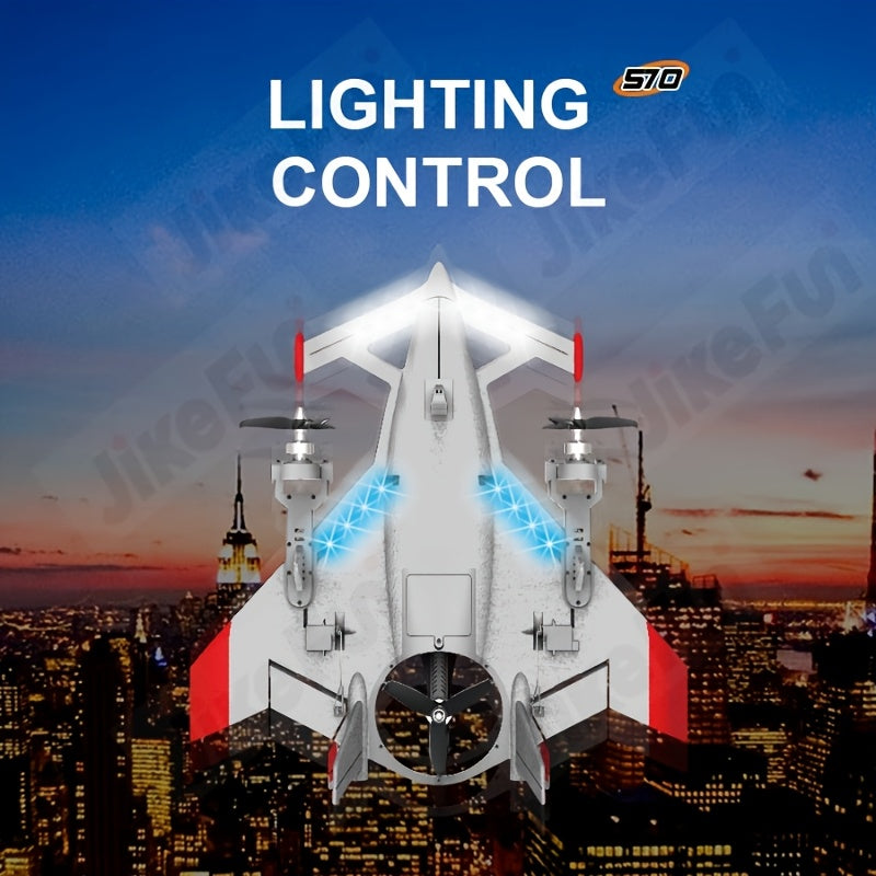 JIKEFUN QIDI570 2.4GHz 8CH Brushless RC Airplane - 3D\u002F6G Mode Fixed Wing Electric Glider With LED Lights, Remote Control Stunt Plane For Adults (Gift Ready)