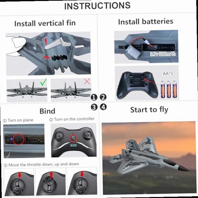 HAWK S WORK 2 CH RC Airplane F 22 Plane Ready to Fly 2 4GHz Remote Control Easy to Fly RC Glider for Kids Beginners