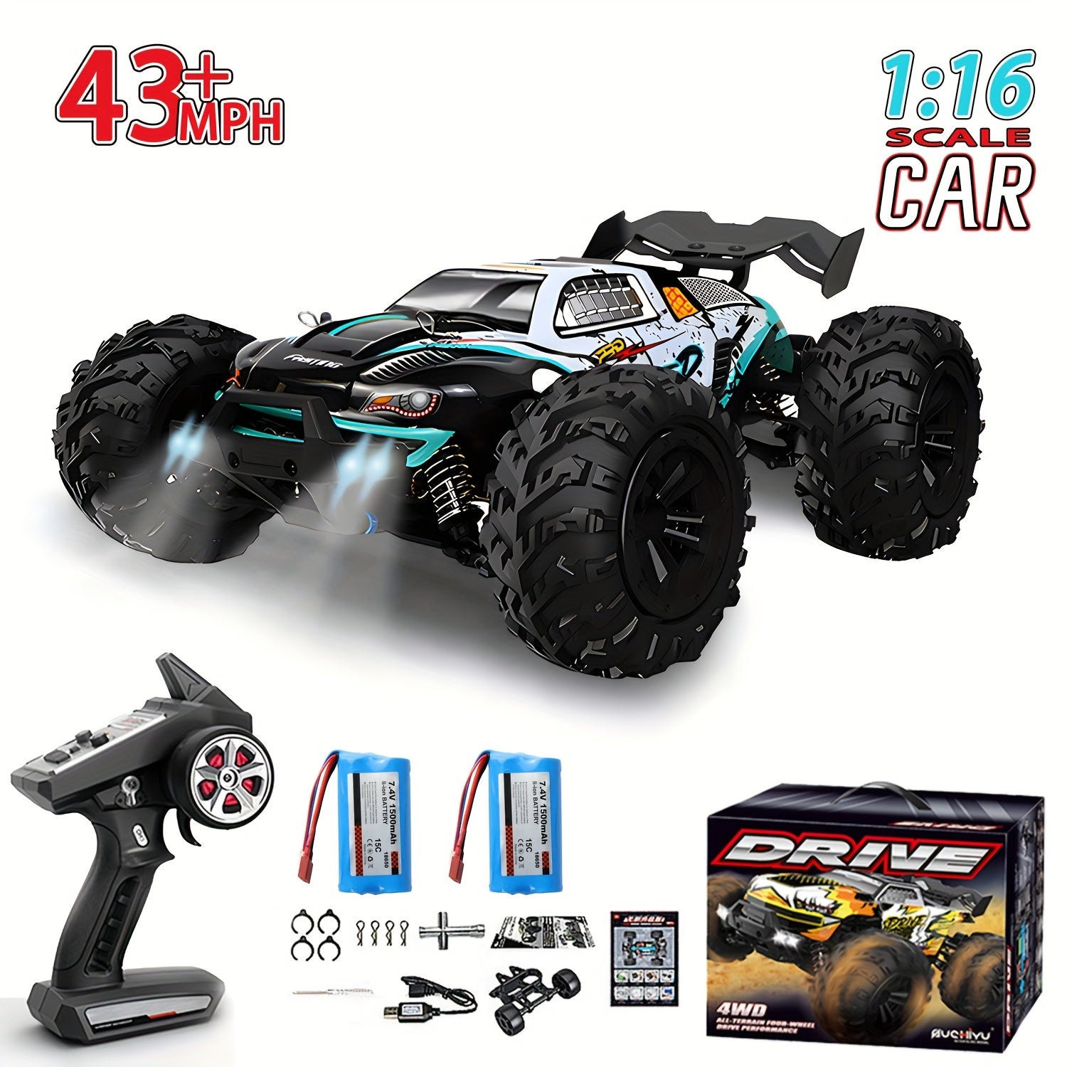 1\u002F16 4WD 70KM\u002Fh 2.4G RC Car Brushless Motor Remote Control Racing Cars 4x4 Drift Off Road Vehicle Toys for Children with 2 Batteries, Outdoor Play, Drift Racing, Rugged Look, Sporty Design, Sturdy Construction, Lightweight Car, Fast Rc Vehicle,