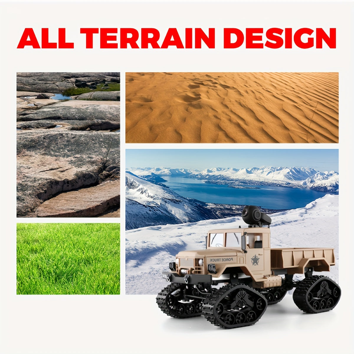 RC Hobby Toys Military Truck Off-Road Sport Cars 4WD 2.4Ghz All Terrain Vehicle with Wi-Fi HD Camera Gifts for Kids And Adults, Rc Car Racing, Rugged Design, Dynamic Styling, Lightweight Construction, Battery, Remote Control Car, Hobbyist Collectors, Outd