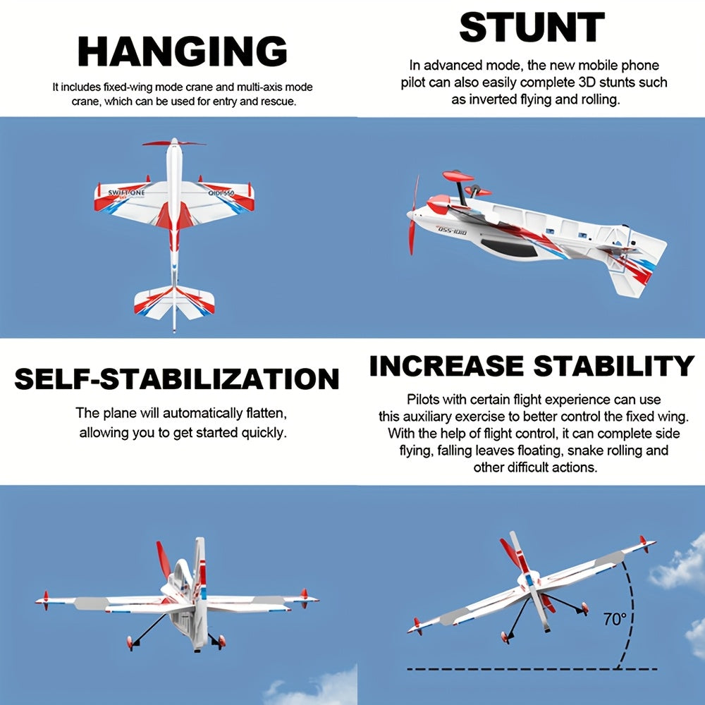 6CH RC Planes Brushless Motor Remote Control Aircraft One-Key Hanging Stunt Airplane RC Glider Toys For Beginner And Experienced With Two Batteries