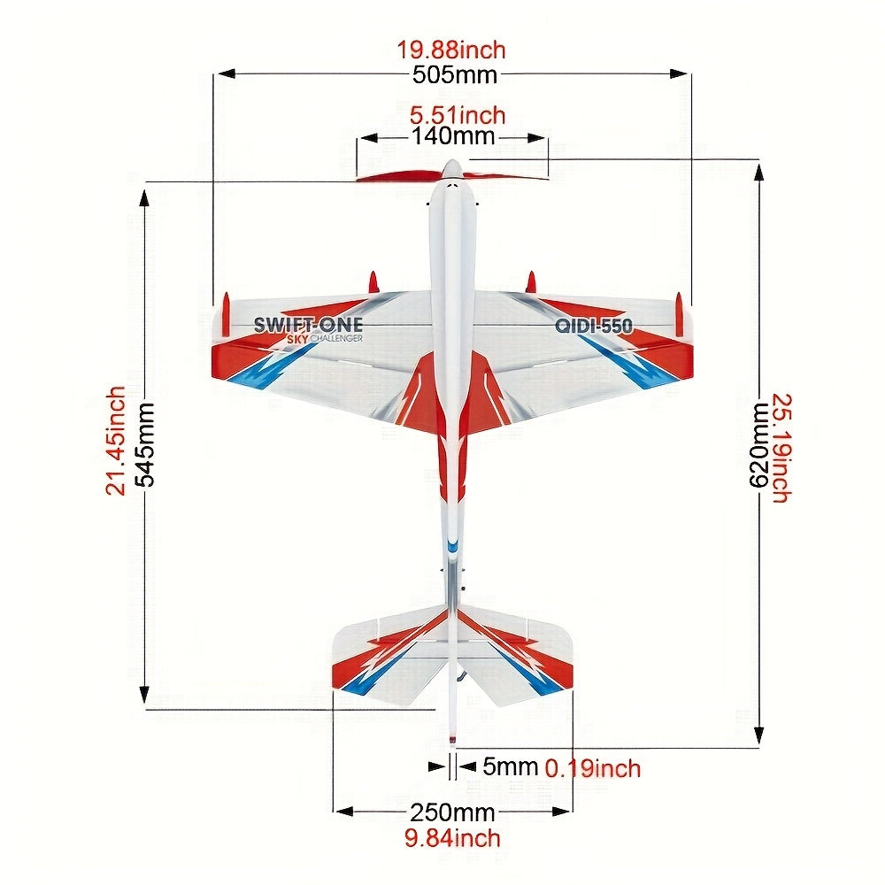 JIKEFUN-QIDI 550 6CH RC Planes Brushless Motor Remote Control Aircraft One-Key Hanging Stunt Airplane RC Glider Toys for Beginner And Experienced with Two Batteries