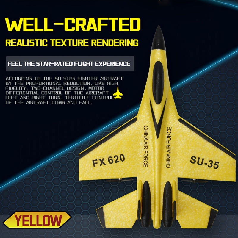 RC Foam Aircraft SU-35 Plane 2.4G Radio Control Glider Remote Control Fighter Plane Glider Airplane Toys for Boy Youngsters SU35 with 2 Batteries