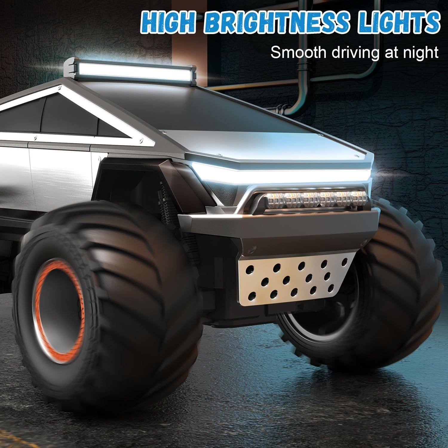RC Monster Truck Toy 2.4GHz 4WD All Terrain RC Monster Truck Toy | Remote Control Off-road Vehicle with LED Lights, Music, Excellent Grip Big Wheels | Birthday, Christmas, Halloween Gifts for 6+ Boys And Girls