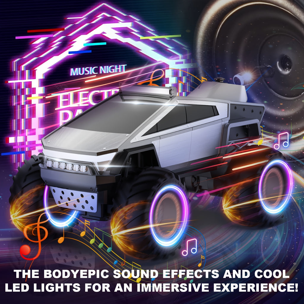 Monster Truck Toy 4WD Off Road RC Monster Truck Toy with LED Lights And Music | 2.4GHz Remote Control Truck for All Terrain - Kids Gifts for Boys\u002FGirls Age 6+, Easter Gifts