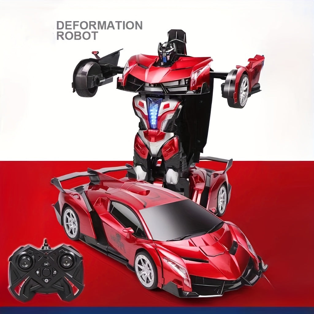Transformer RC Car, 1:10 Super Large Size Toy Car Rechargeable Battery Can Be Used for 60 Minutes, Transforming Robot, 2.4GHz Gesture Sensing Single Button Transforming, The Perfect Toy Christmas Gift