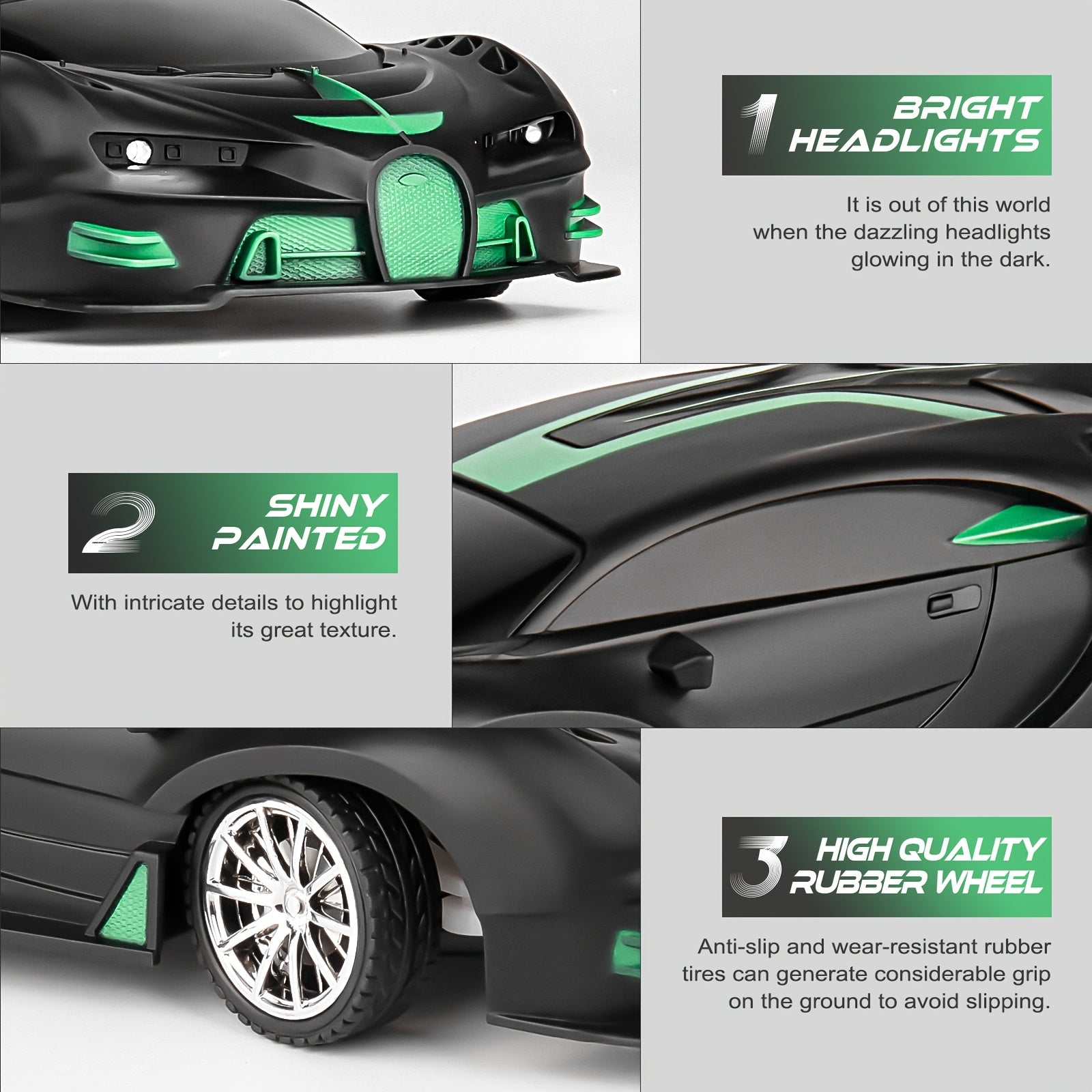 1pc 2pcs 1:18 High-Speed RC Cars, 2.4GHz Non-Interference, Multi-Player Compatible, LED Lights, Rechargeable Battery, Perfect Birthday\u002FChristmas Gift for Kids 6+