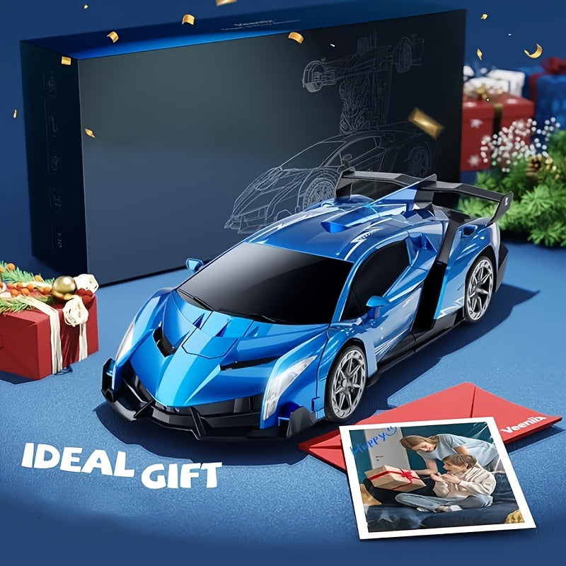 Transformer RC Car, 1:10 Super Large Size Toy Car Rechargeable Battery Can Be Used for 60 Minutes, Transforming Robot, 2.4GHz Gesture Sensing Single Button Transforming, The Perfect Toy Christmas Gift