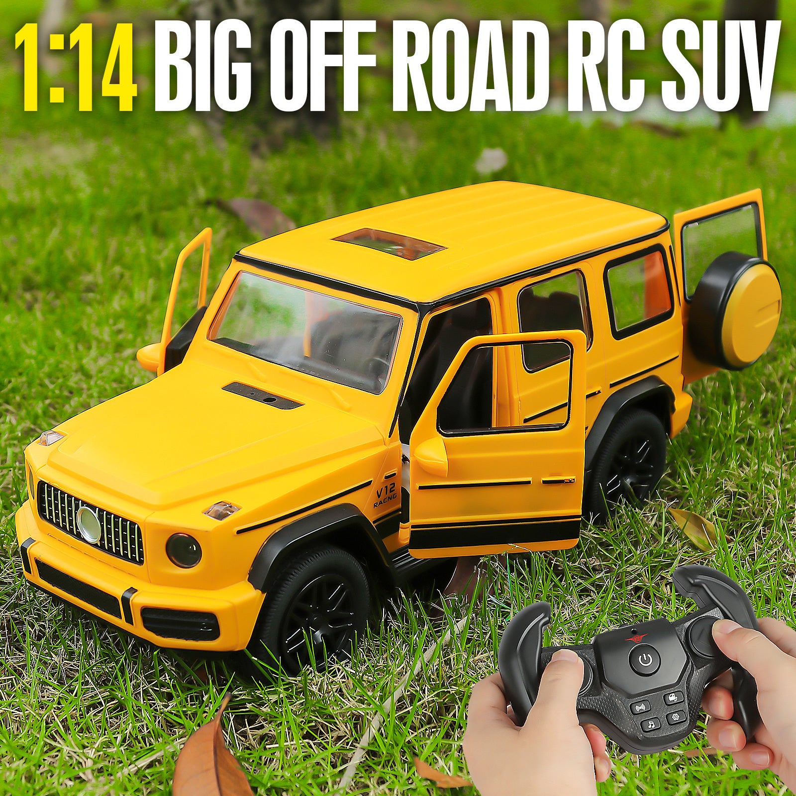 Big Remote-controlled Car Off-road Vehicle Gesture Sensing RC Cars electric Door Opening with LED lights Children's Toy RC Car Oversized 6-12 Year Old Boy Birthday Gift
