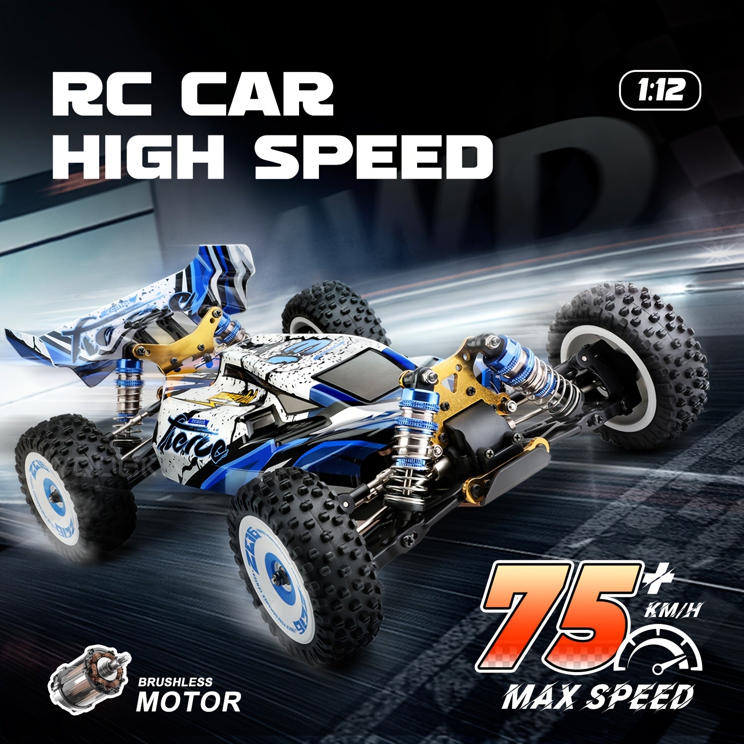 1:12 RC Car, 75KM\u002FH Remote Control Racing Car, 4WD Remote Control Car Professional Racing Car Brushless Electric High-speed Off-road Drift Remote Control Toy Boy Adult Birthday Gift, Holiday Gift