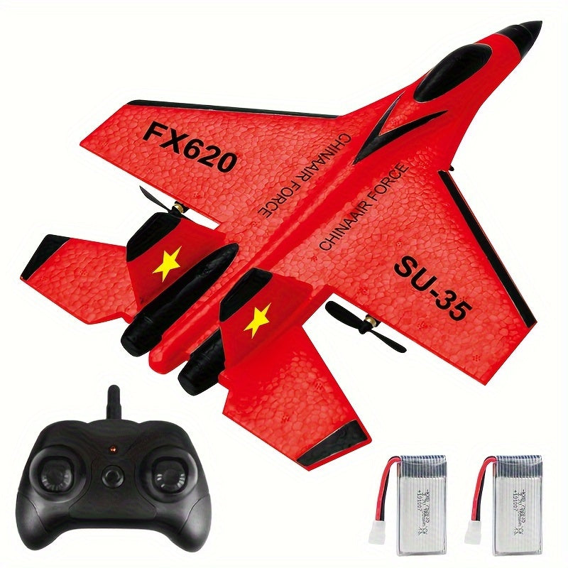 RC Foam Aircraft SU-35 Plane 2.4G Radio Control Glider Remote Control Fighter Plane Glider Airplane Toys for Boy Youngsters SU35 with 2 Batteries