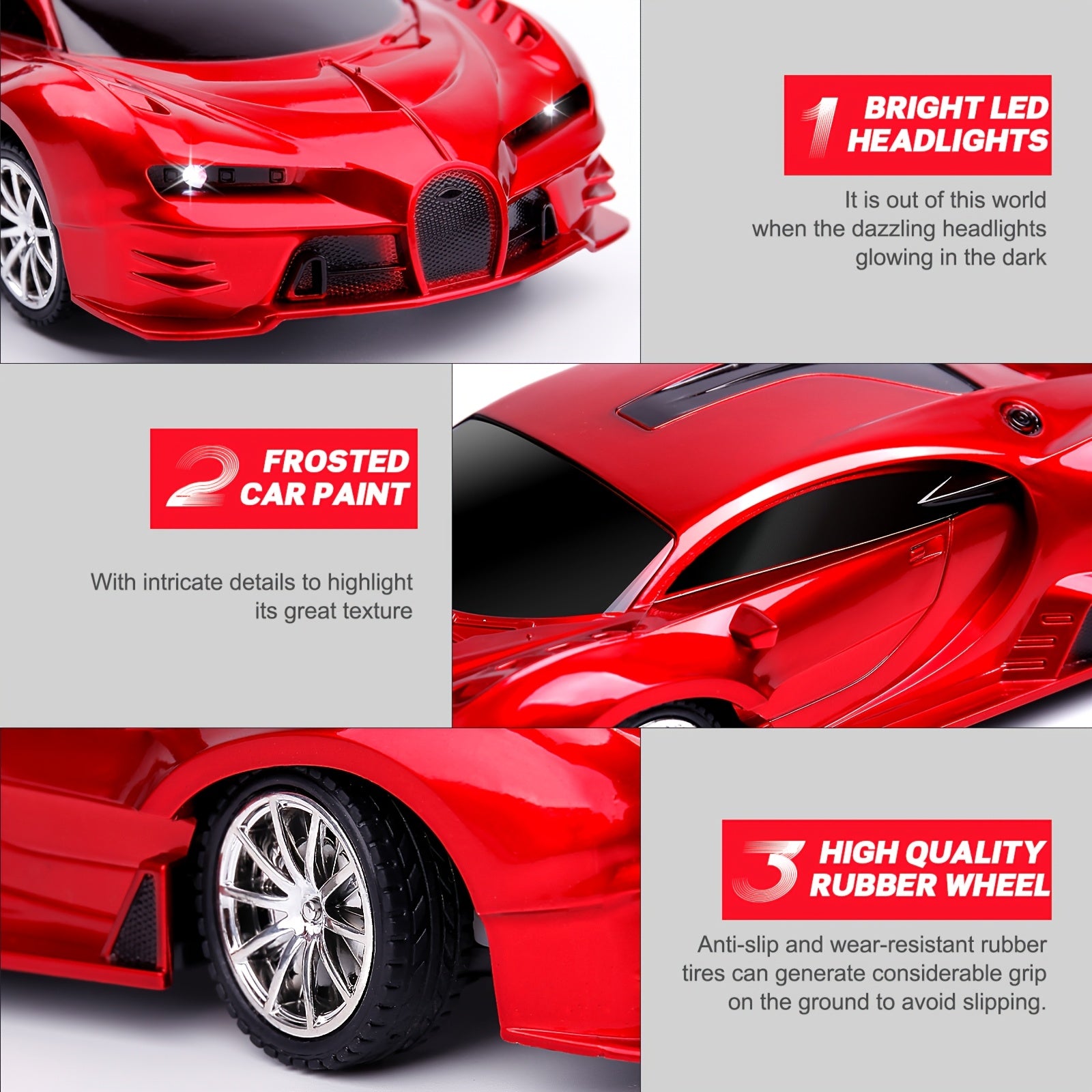 1pc 2pcs 1:18 High-Speed RC Cars, 2.4GHz Non-Interference, Multi-Player Compatible, LED Lights, Rechargeable Battery, Perfect Birthday\u002FChristmas Gift for Kids 6+