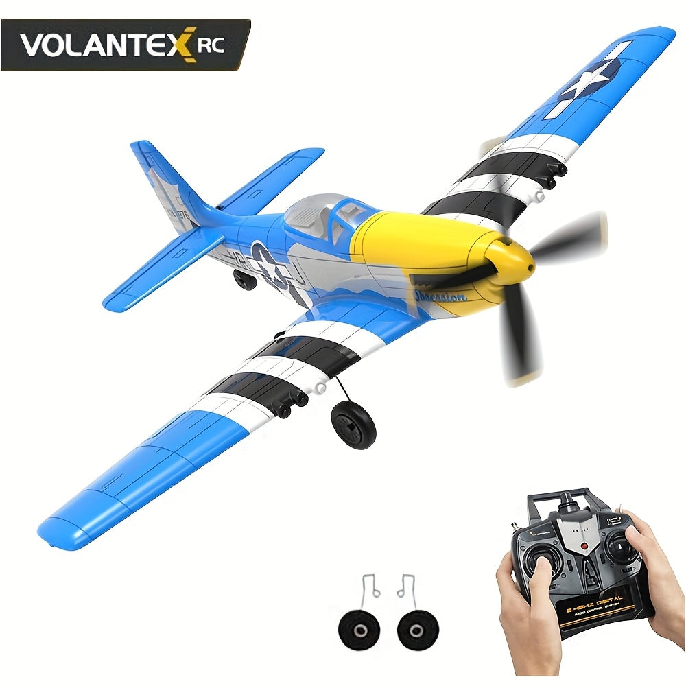VOLANTEXRC RC Plane 2.4Ghz 4CH RC Airplane Ready to Fly P51 Mustang WWII Remote Control Plane for Beginners with Xpilot Stabilization System One Key Aerobatic (761-5 RTF)