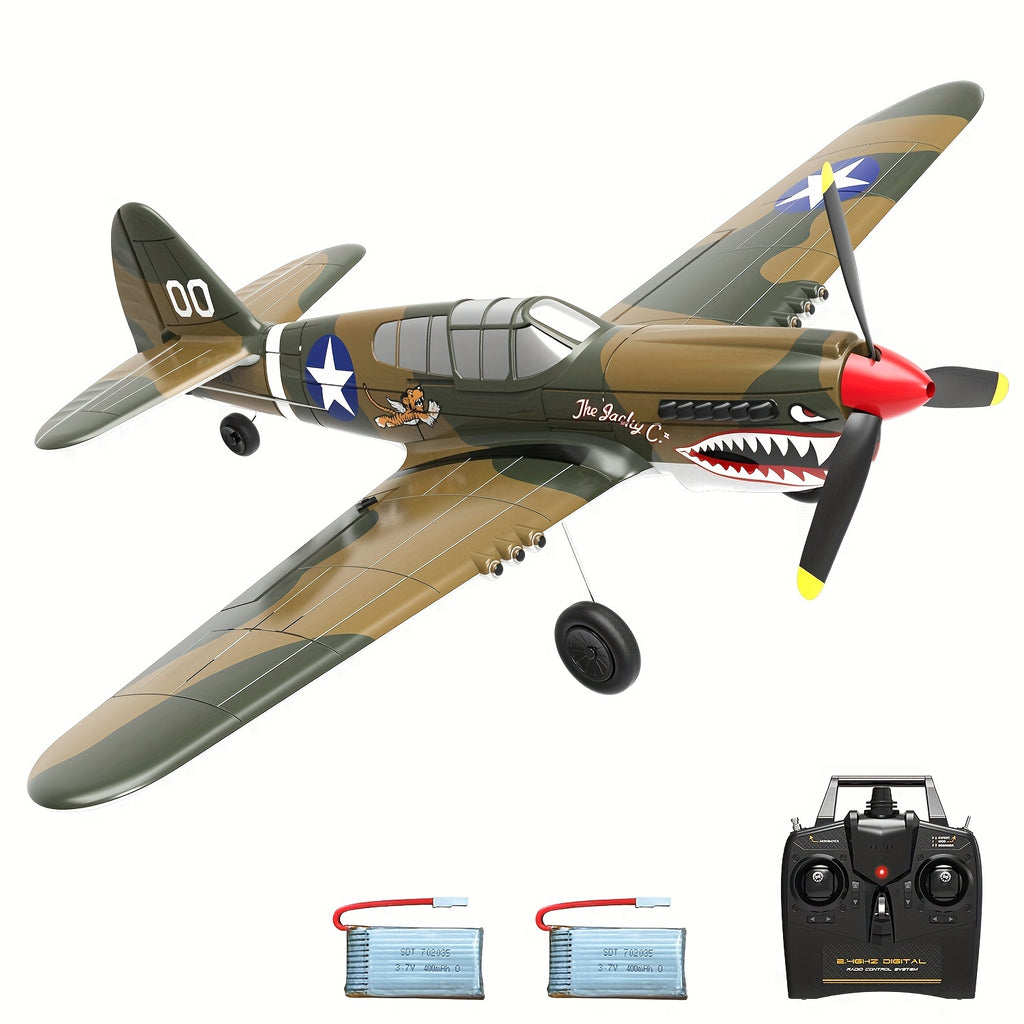 Volantex RC Airplane P40 Fighter Warhawk & P47 Thunderbolt 2.4GHz 4CH EPP 6-Axis Gyro 400mm Wingspan One Key U-Turn Aerobatic with 2 batteries Remote Control Plane for Beginners