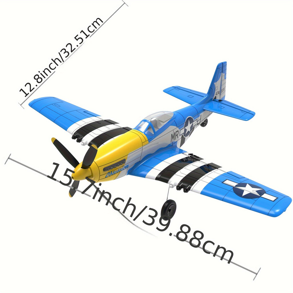 VOLANTEXRC RC Plane 2.4Ghz 4CH RC Airplane Ready to Fly P51 Mustang WWII Remote Control Plane for Beginners with Xpilot Stabilization System One Key Aerobatic (761-5 RTF)