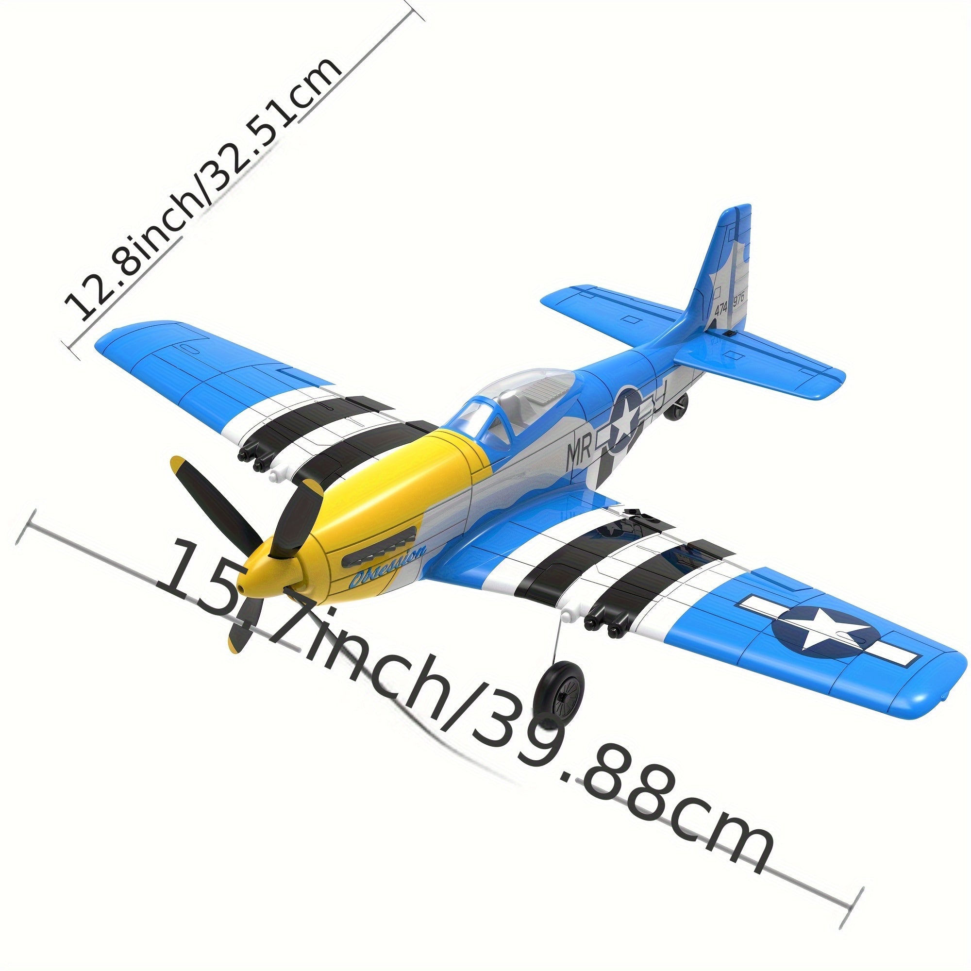 VOLANTEXRC RC Plane 2.4Ghz 4CH RC Airplane Ready to Fly P51 Mustang WWII Remote Control Plane for Beginners with Xpilot Stabilization System One Key Aerobatic (761-5 RTF)