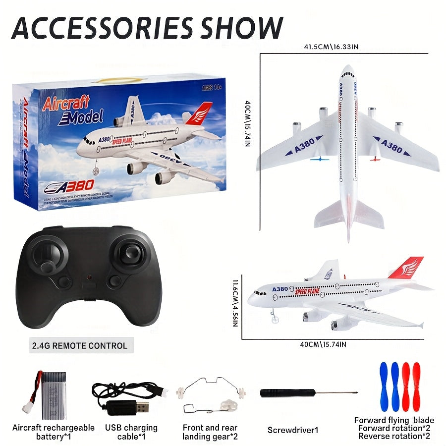 RC A380 Remote Control Aircraft, 2.4G 3CH Remote Control Aircraft, Suitable For Beginners, EPP Foam Fixed Wing Aircraft Glider Model Toy, Suitable For Children