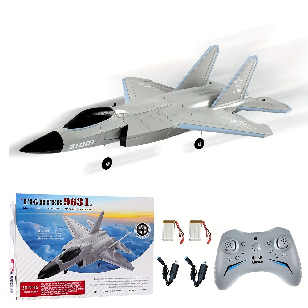 FX9631 RC Plane 2.4G 4 Channels Airplane J-35 3D 6G Brushless EPP Remote Control Stunt Aircraft Toys for Adult Gift with 2 Batteries