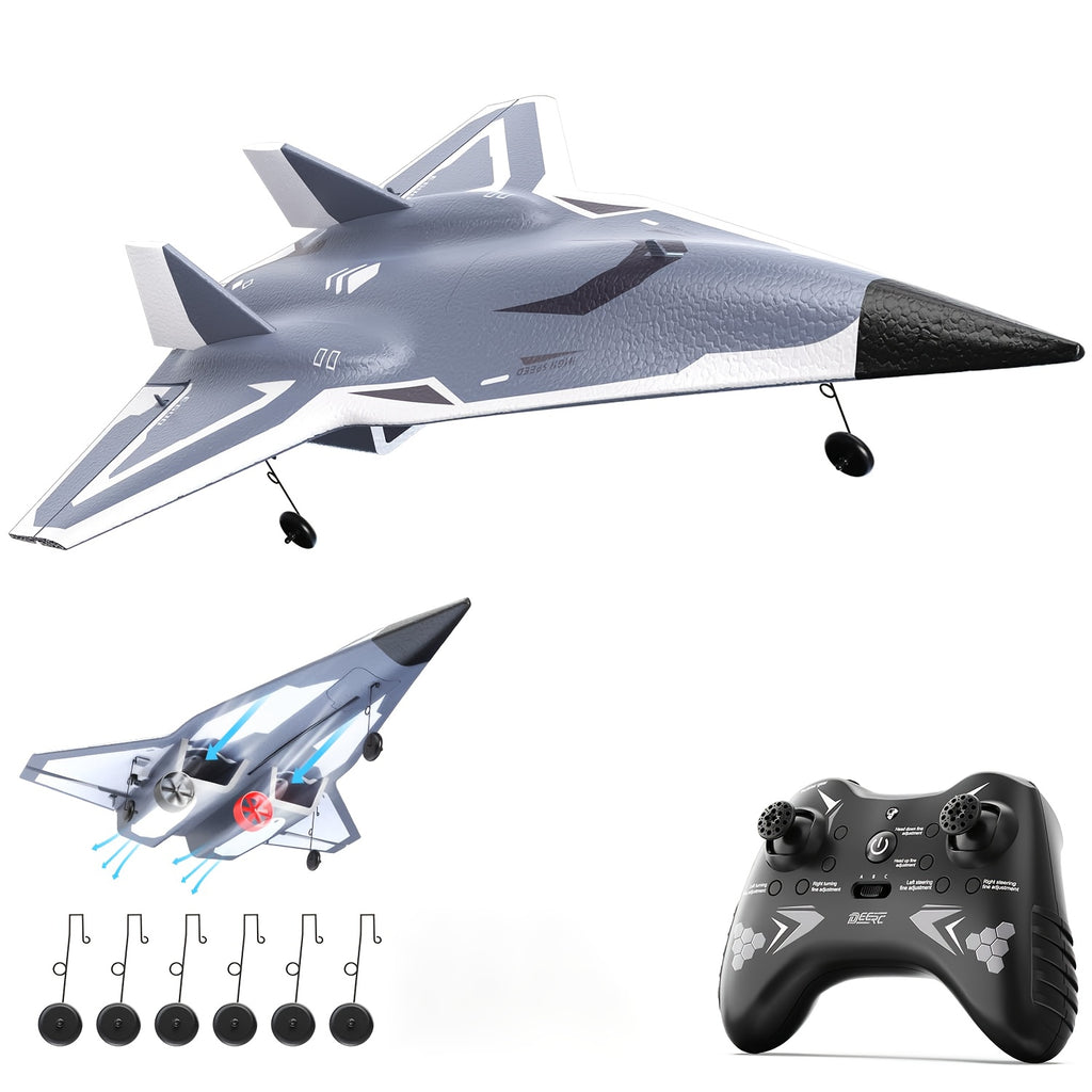 DEERC RC Plane DEERC 4CH Remote Control Jet with Twin Ducted Fans, 3 Flight Modes, 2 Brushed Motors, 2.4GHz RTF Glider for Advanced Players & Model Collector