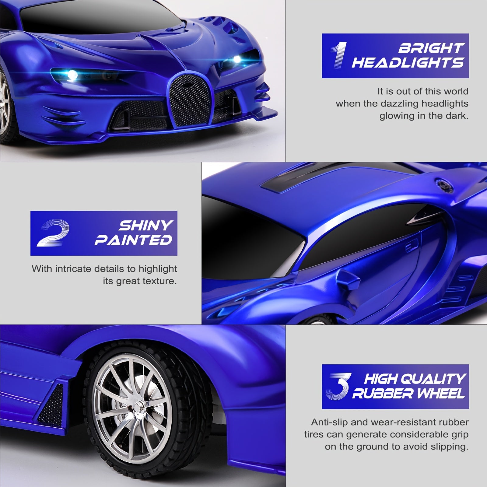 1pc 2pcs 1:18 High-Speed RC Cars, 2.4GHz Non-Interference, Multi-Player Compatible, LED Lights, Rechargeable Battery, Perfect Birthday\u002FChristmas Gift for Kids 6+