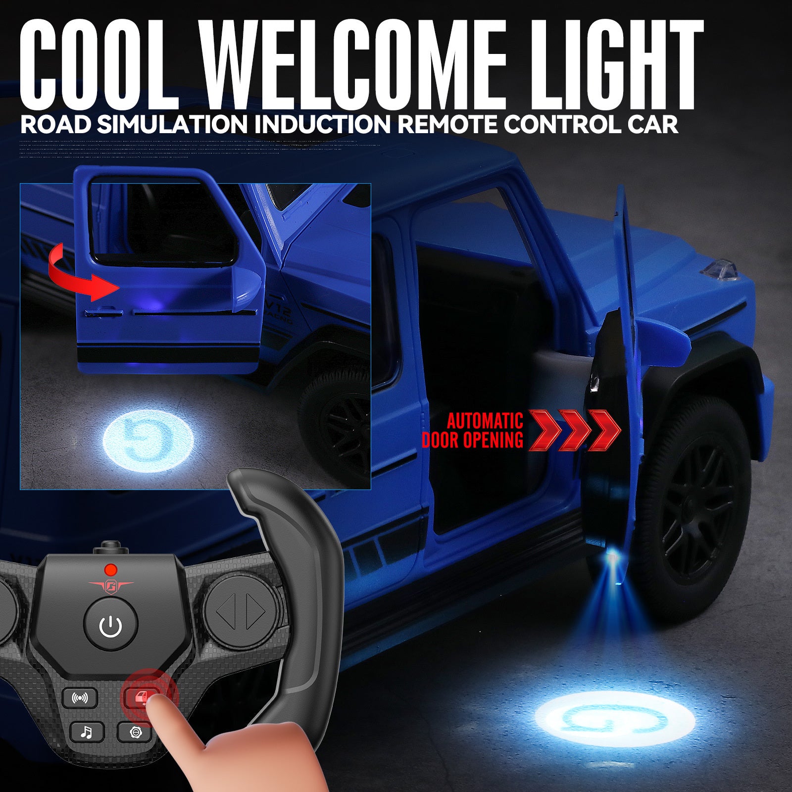 Big Remote-controlled Car Off-road Vehicle Gesture Sensing RC Cars electric Door Opening with LED lights Children's Toy RC Car Oversized 6-12 Year Old Boy Birthday Gift