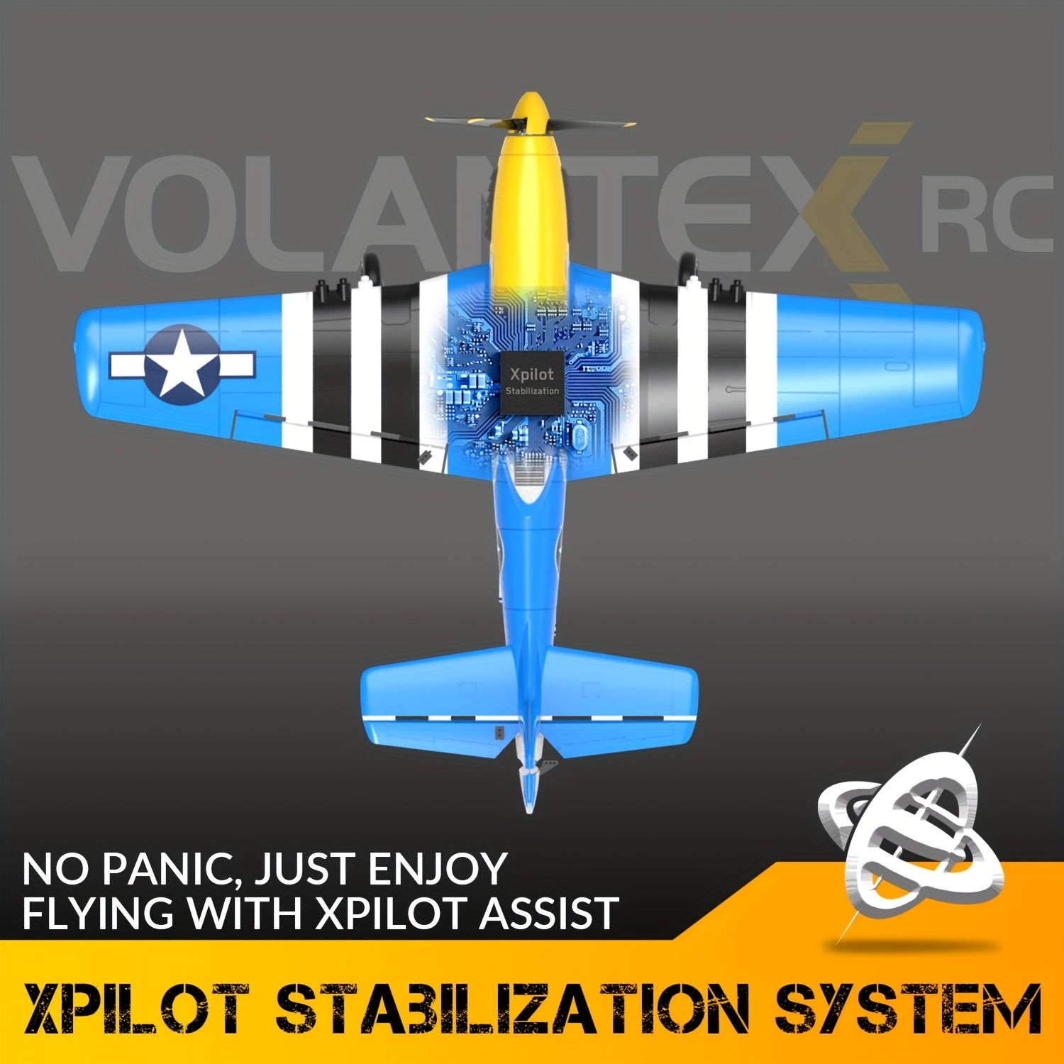 VOLANTEXRC RC Plane 4 Channel P51D Mustang Remote Control Airplane Fighter RTF With 6-Axis Gyro 3 Modes Easy To Fly 2.4GHz Radio Controlled Aircraft For Beginners, Boys & Adults (Blue)