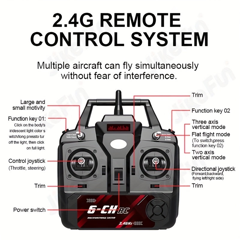 JIKEFUN QIDI570 2.4GHz 8CH Brushless RC Airplane - 3D\u002F6G Mode Fixed Wing Electric Glider With LED Lights, Remote Control Stunt Plane For Adults (Gift Ready)