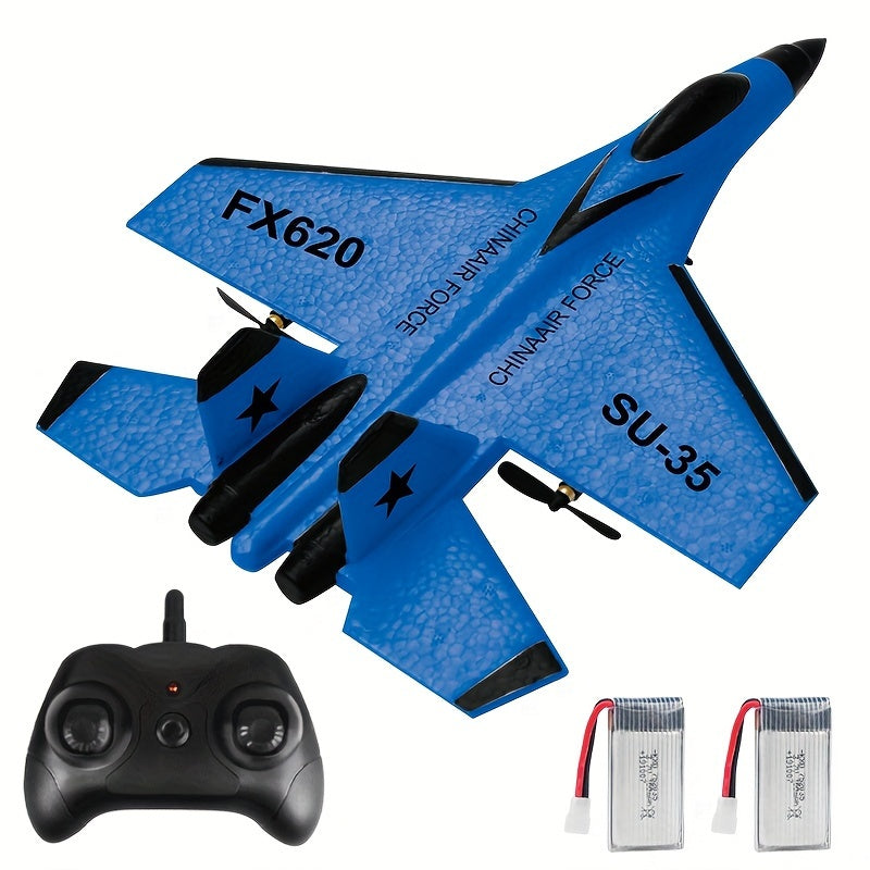 RC Foam Aircraft SU-35 Plane 2.4G Radio Control Glider Remote Control Fighter Plane Glider Airplane Toys for Boy Youngsters SU35 with 2 Batteries