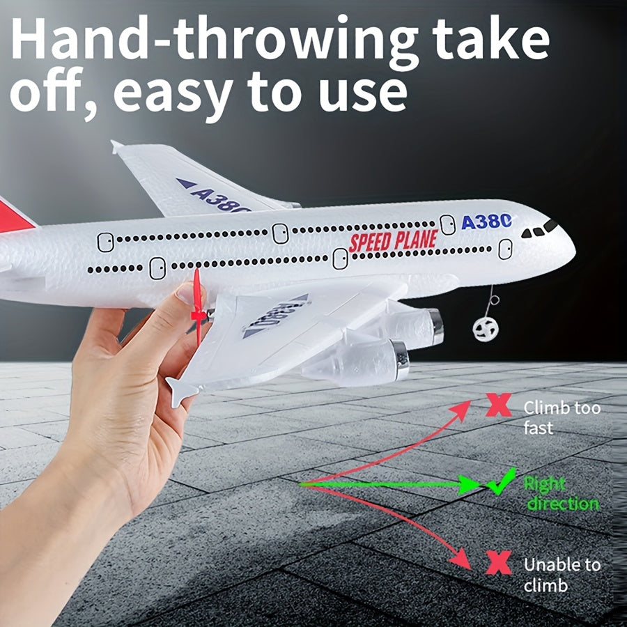RC A380 Remote Control Aircraft, 2.4G 3CH Remote Control Aircraft, Suitable For Beginners, EPP Foam Fixed Wing Aircraft Glider Model Toy, Suitable For Children