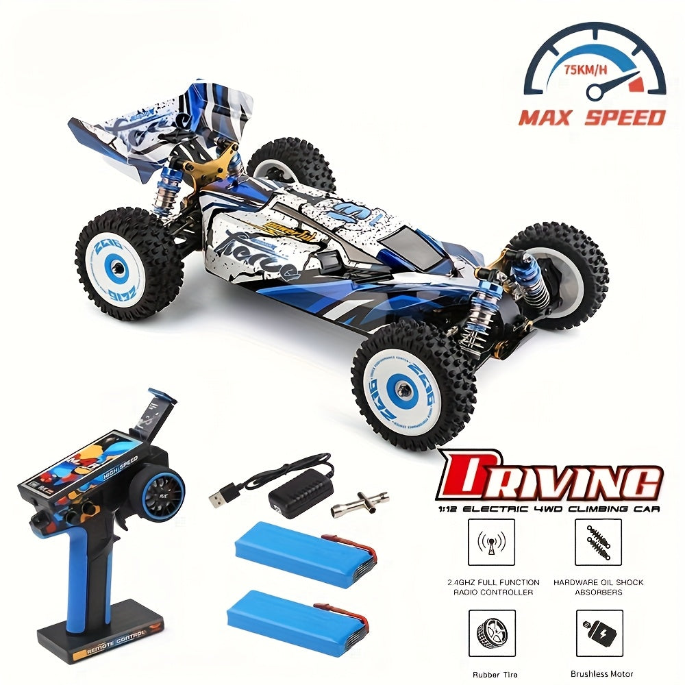 JIKEFUN 124017 75KM\u002FH 4WD RC Car Professional Racing Car Brushless Electric High Speed Off-Road Drift Remote Control Toys for Boys with 2 Batteries
