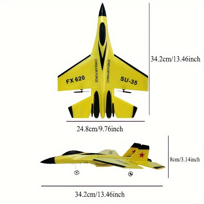 RC Foam Aircraft SU-35 Plane 2.4G Radio Control Glider Remote Control Fighter Plane Glider Airplane Toys for Boy Youngsters SU35 with 2 Batteries
