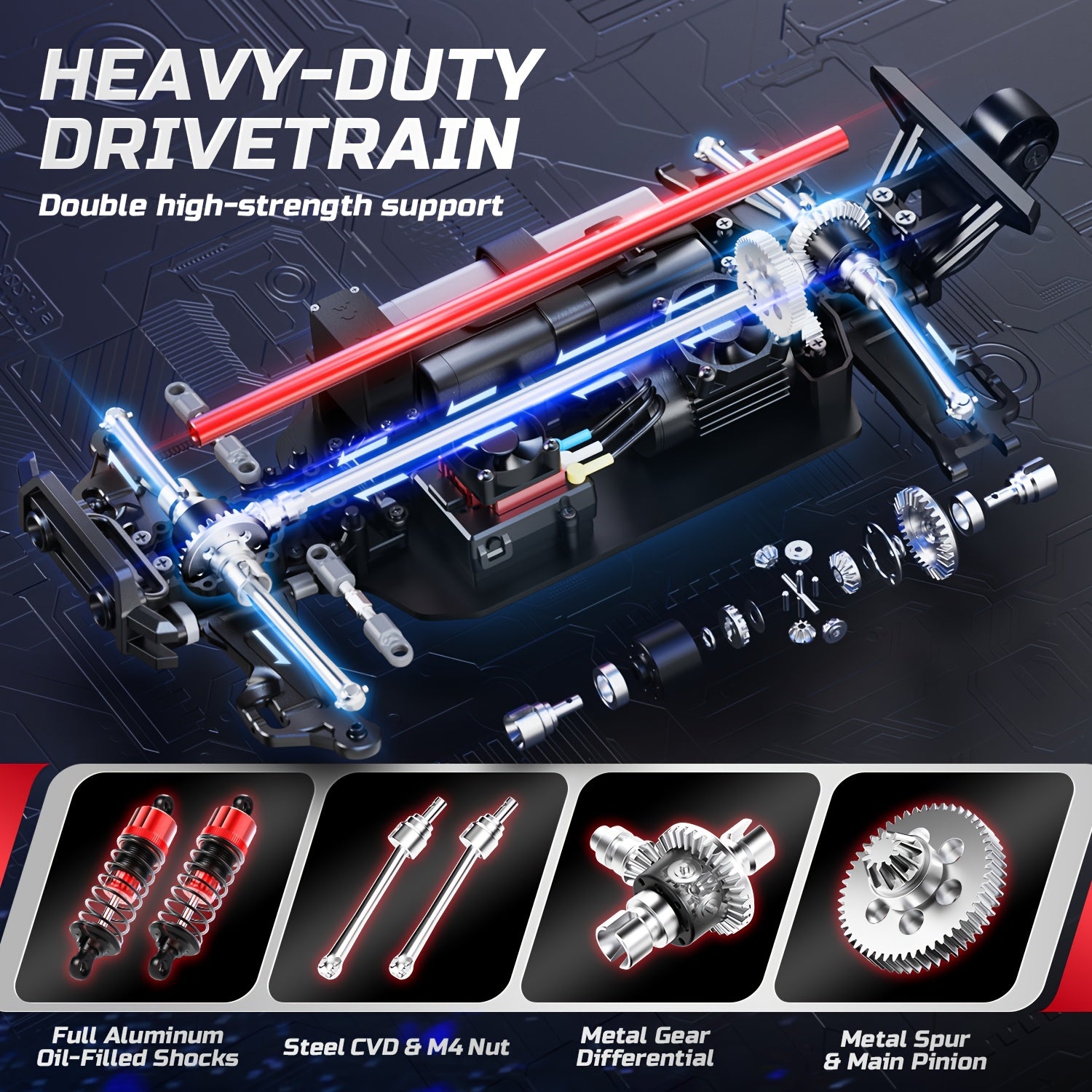 DEERC 1:14 Scale Fast Brushless RC Car for Adults & Boys - 50+ MPH High-Speed Offroad Truggy with 2 3S Lipo Batteries, 4x4 All-Terrain Remote Control Truck for Snow, Sand & Mud, Durable Metal Construction, Black, Remote Control Car, Outdoor Play, Sporty D