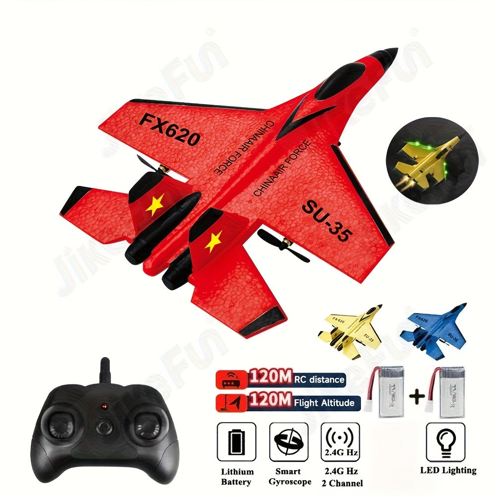 RC Foam Aircraft SU-35 Plane 2.4G Radio Control Glider Remote Control Fighter Plane Glider Airplane Toys for Boy Youngsters SU35 with 2 Batteries
