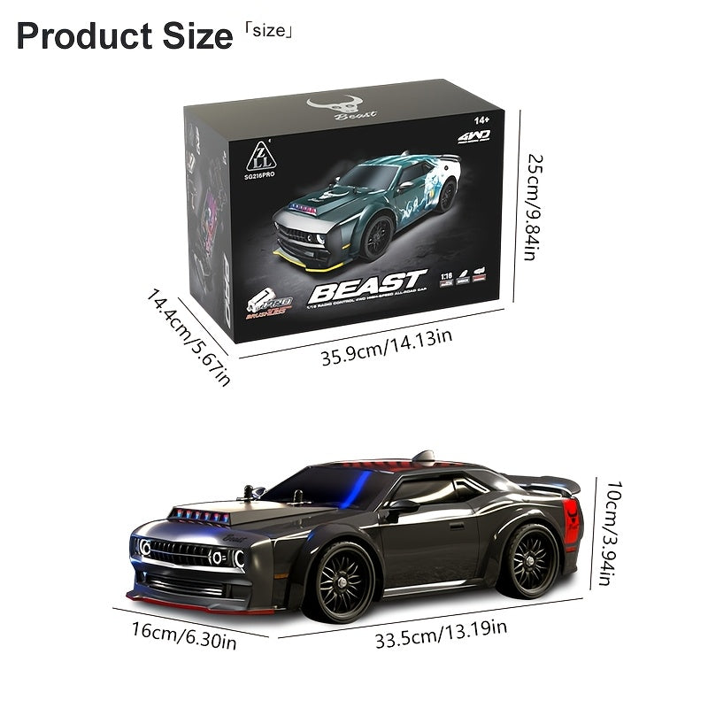 70km\u002Fh Electric 4WD Remote Control Off-Road Sports Car with Brushless Motor, Metal Upgrades & Hardcore Drift - Wi-Fi Enabled, Cool LED Lights, Durable Plastic Construction - Beginner-Friendly Gift for Men (Black), Remote Control Car, Aggressive Desig