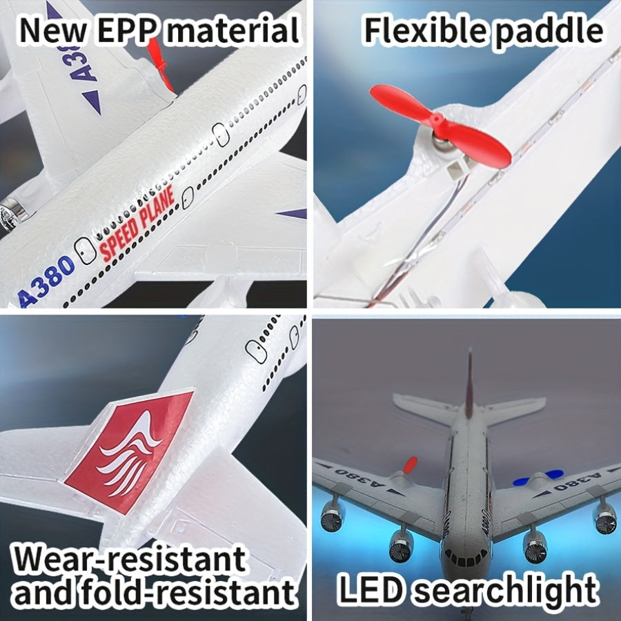 RC A380 Remote Control Aircraft, 2.4G 3CH Remote Control Aircraft, Suitable For Beginners, EPP Foam Fixed Wing Aircraft Glider Model Toy, Suitable For Children