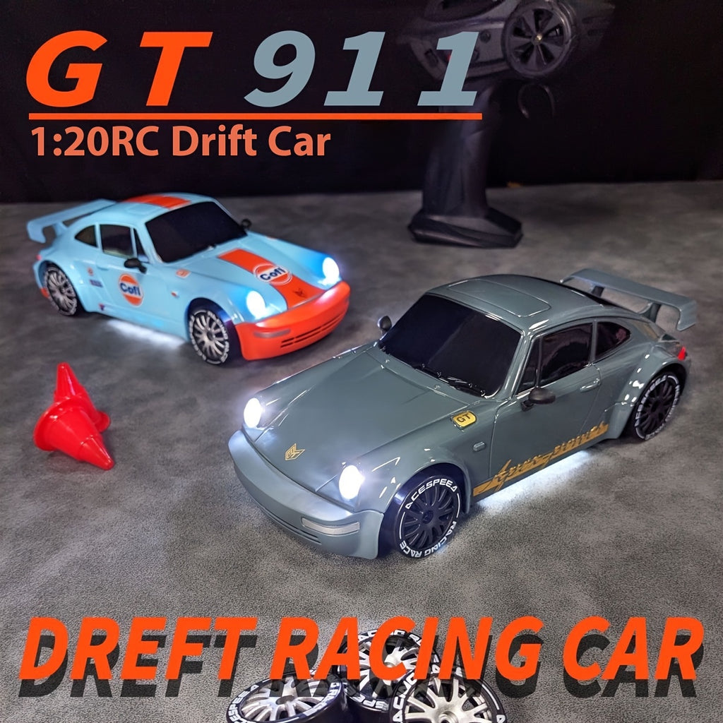 1:20 Scale 2.4G High-speed Racing Car, 20Km\u002FH High-speed Off-road Drift Car, 4WD RC Drift Car With Drift Tires, Road Barriers And LED Lights, Ideal Birthday Or Holiday Gifts For Boys And Girls