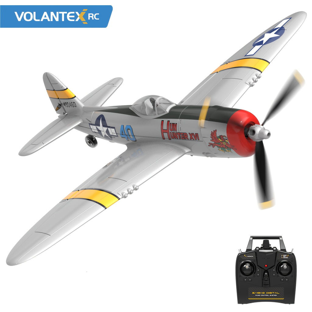 Volantex RC Airplane P40 Fighter Warhawk & P47 Thunderbolt 2.4GHz 4CH EPP 6-Axis Gyro 400mm Wingspan One Key U-Turn Aerobatic with 2 batteries Remote Control Plane for Beginners