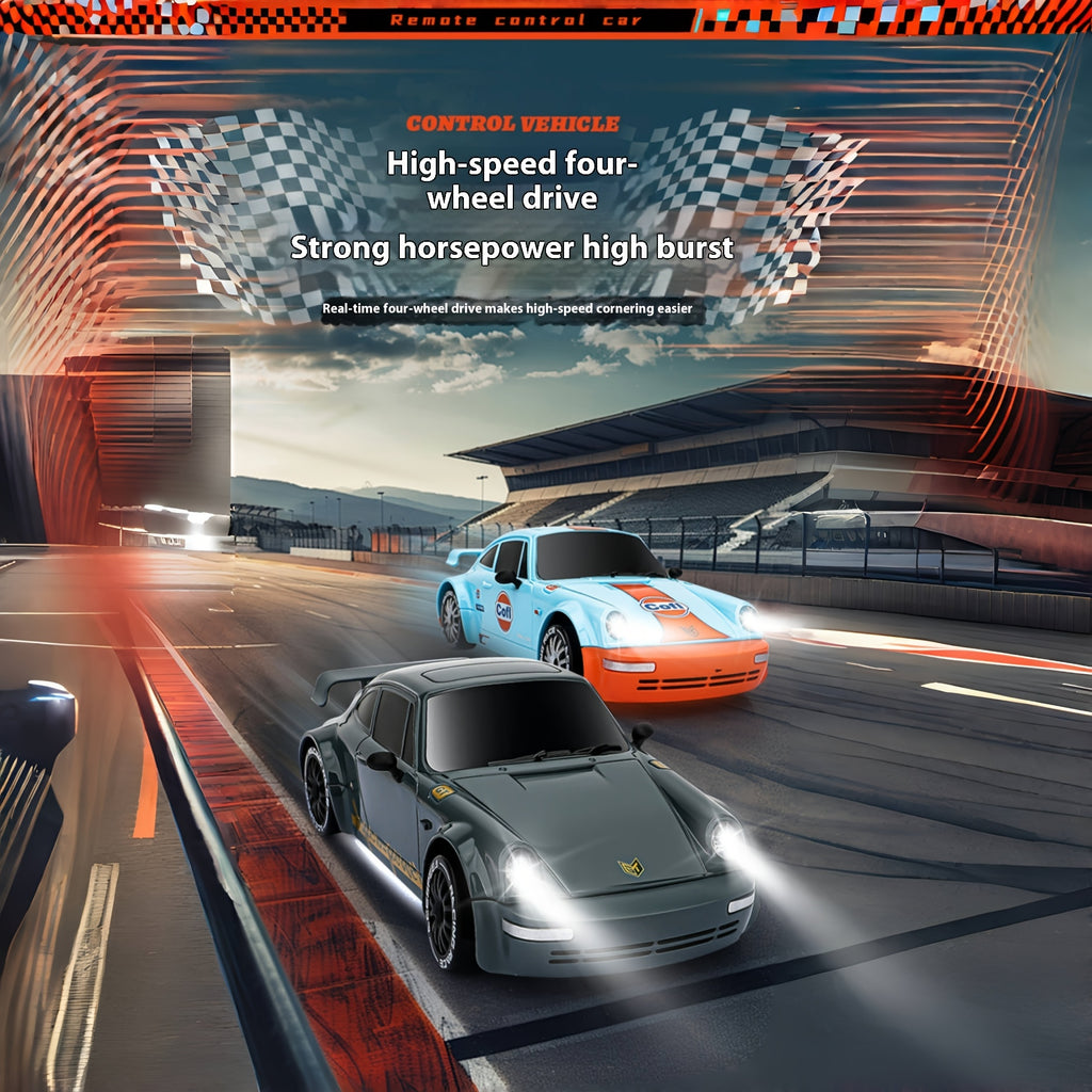 1:20 Scale 2.4G High-speed Racing Car, 20Km\u002FH High-speed Off-road Drift Car, 4WD RC Drift Car With Drift Tires, Road Barriers And LED Lights, Ideal Birthday Or Holiday Gifts For Boys And Girls