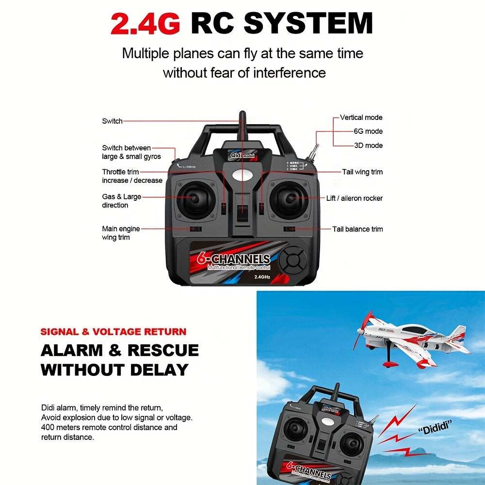 6CH RC Planes Brushless Motor Remote Control Aircraft One-Key Hanging Stunt Airplane RC Glider Toys For Beginner And Experienced With Two Batteries